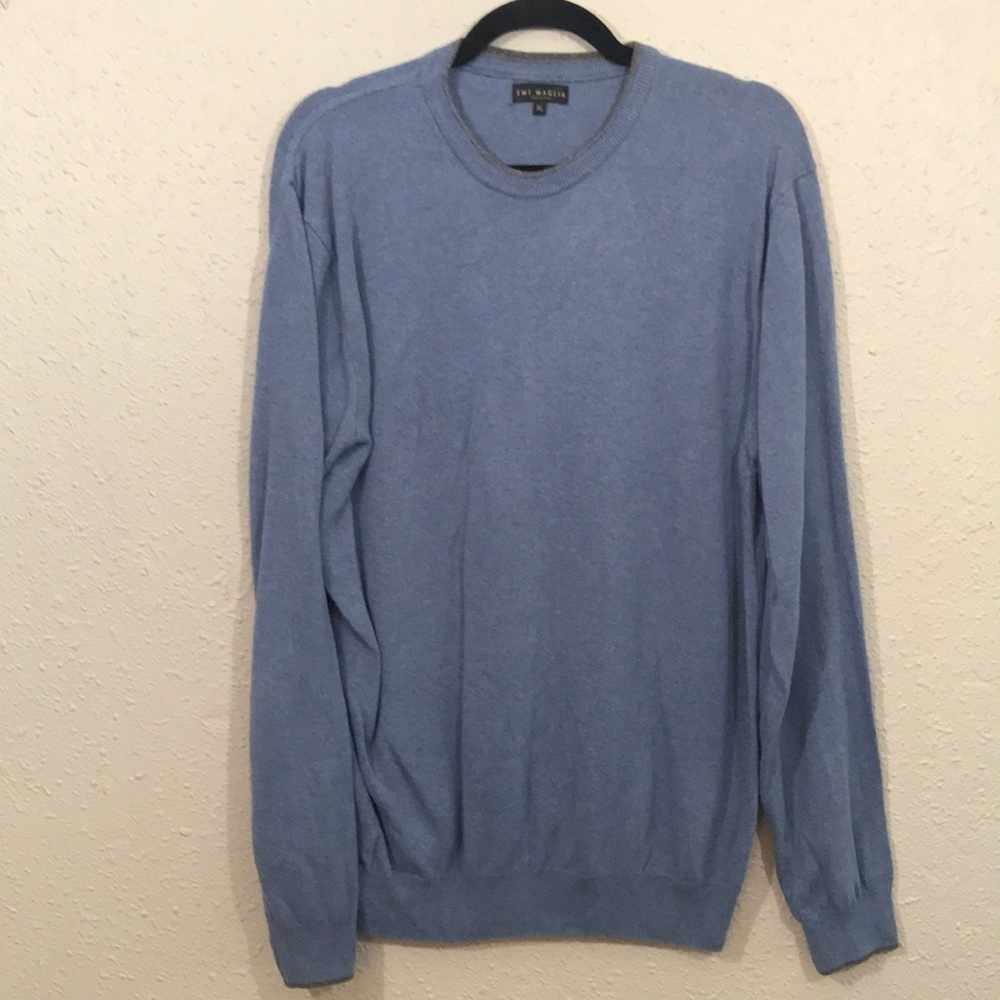 Emi Maglia Acrylic Cashmere Blend Light Blue & Gray Round Neck Sweater size XL
